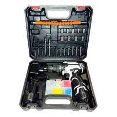 GENERICO - Kit Taladro Set Atornillador Maleta + 2 Baterias De Ion Color Negro + Blanco 262077