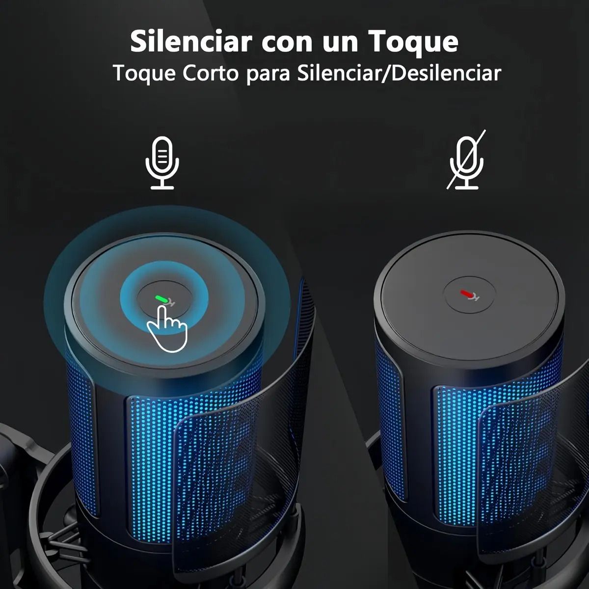 VIDA BUENAS - Micrófono De Condensador Con Soporte Usb Color Negro