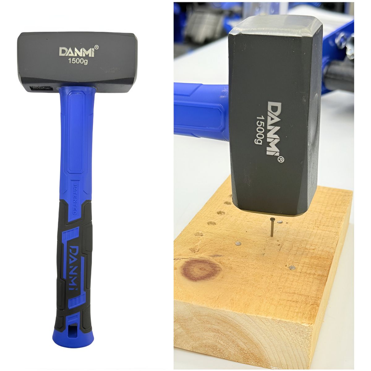 DANMI - Combo Martillo Mazo 1500g Mango Fibra De Vidrio Danmi