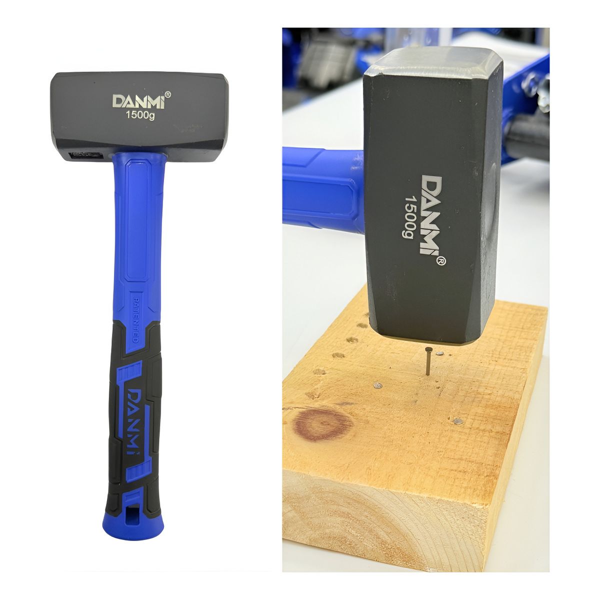 DANMI - Combo Martillo Mazo 1500g Mango Fibra De Vidrio Danmi