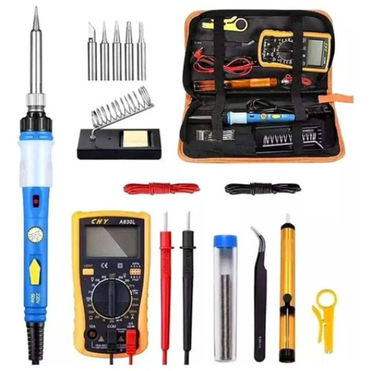GENERICO - Kit Eléctrico Cautín 60w 220v Regulable 17 Accesorios X X L 215205