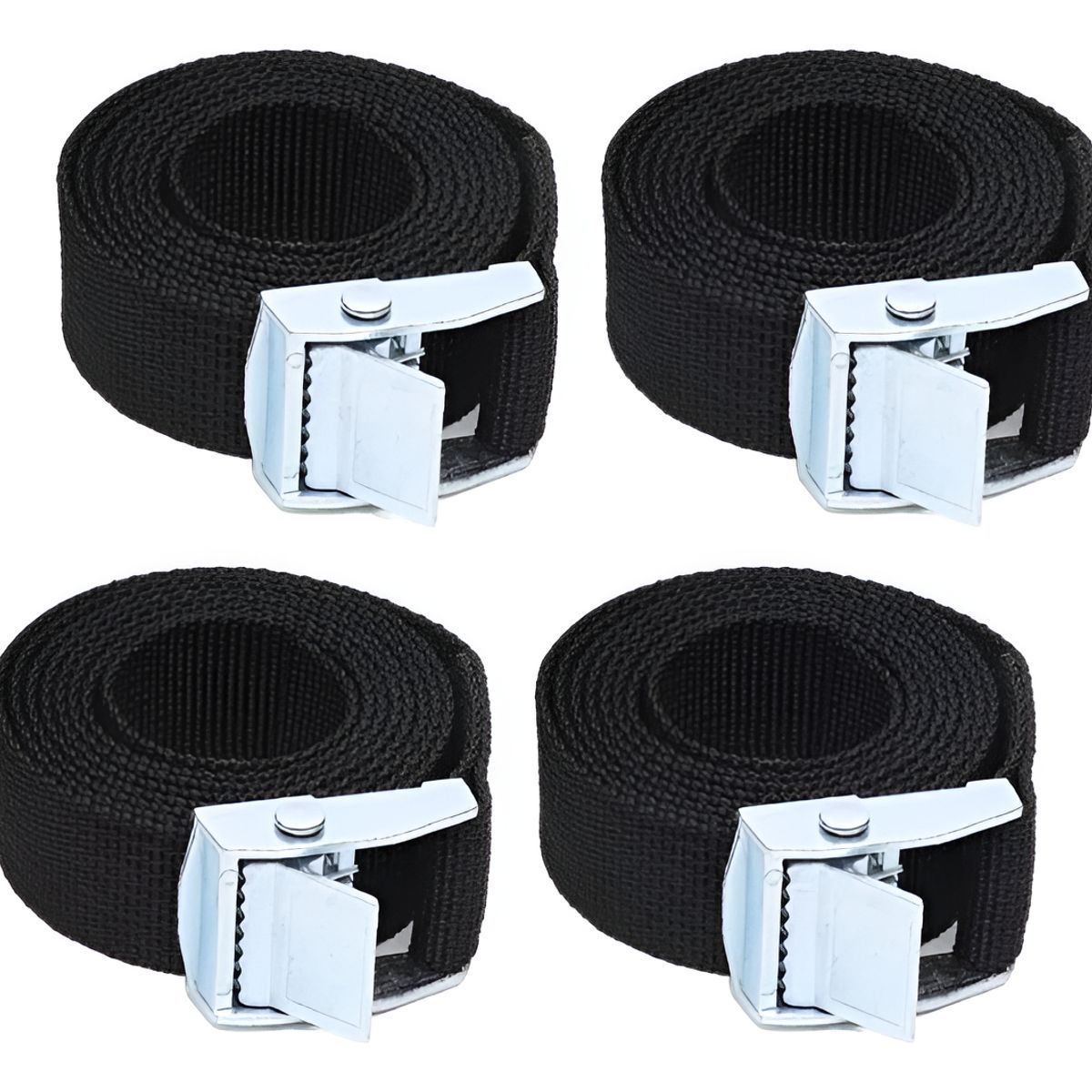 4 Cincho Correa Amarre Trinquete Hebilla Cinta Auto Moto 2m Color Negro, marca GENERICO - Foto Principal