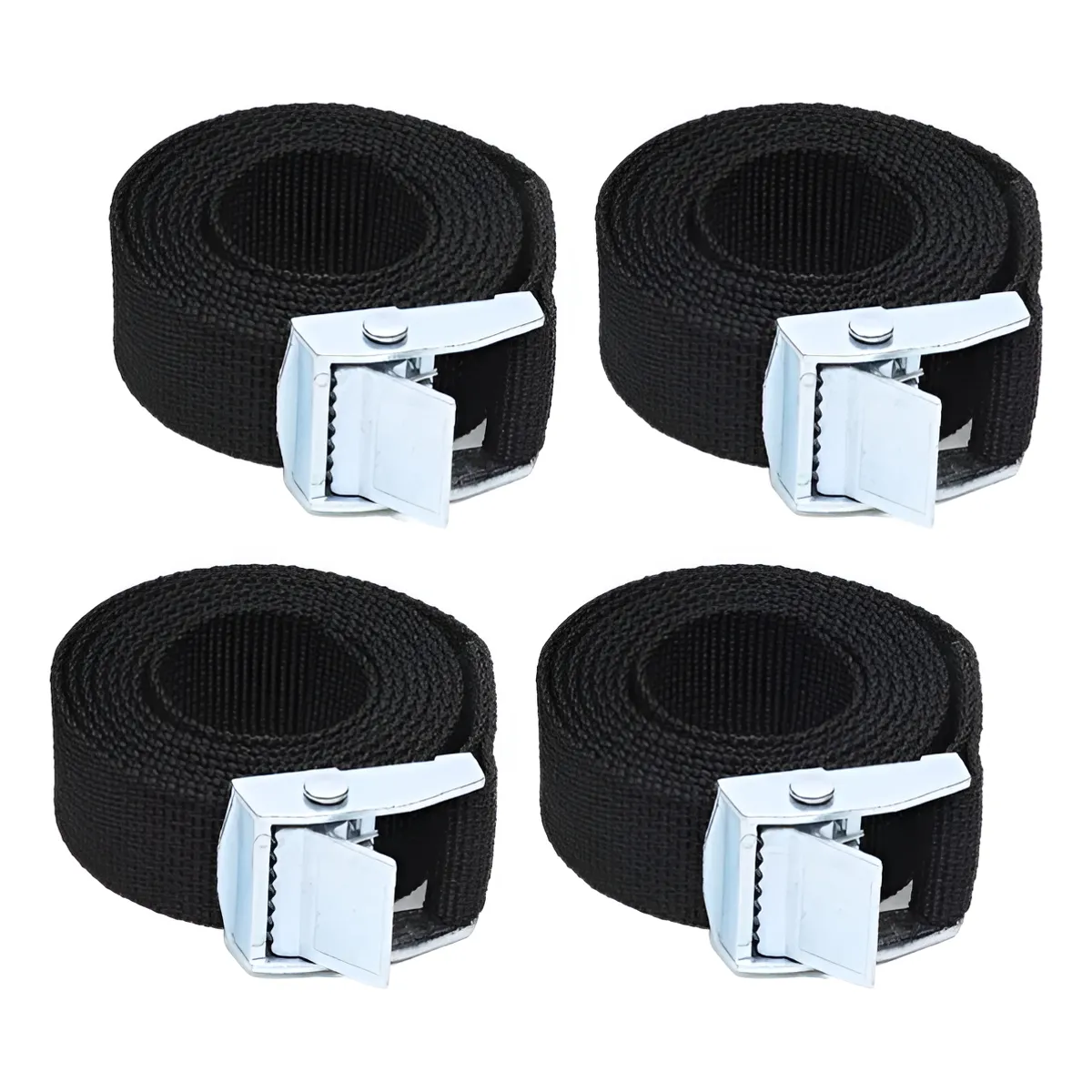 4 Cincho Correa Amarre Trinquete Hebilla Cinta Auto Moto 2m Color Negro, marca GENERICO - Foto Principal