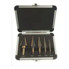 GENERICO - Set 5 Brocas Cónicas Hss Acero Rápido Titanio Metal