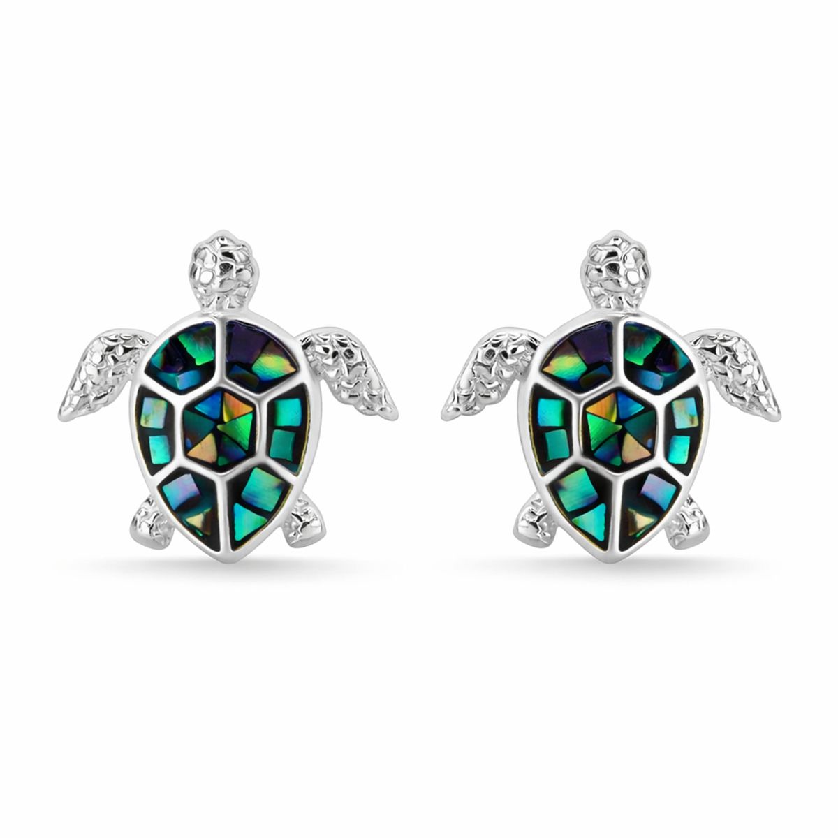 GENERICO - Aros tortuga multicolor azul plata 925