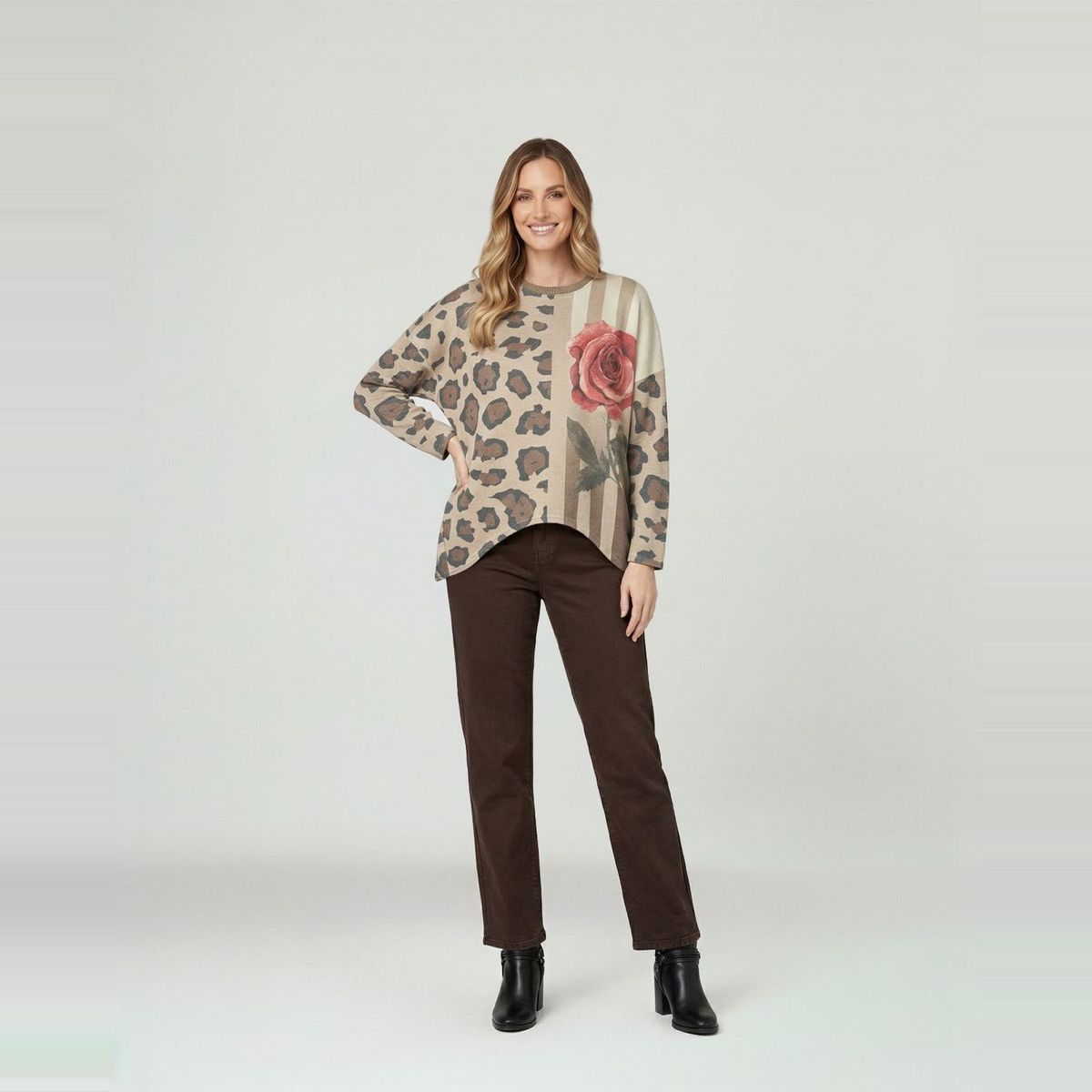 LINEATRE - Sweater Mujer Emma Overside Cuello Redondo Manga Caída Print Lineatre