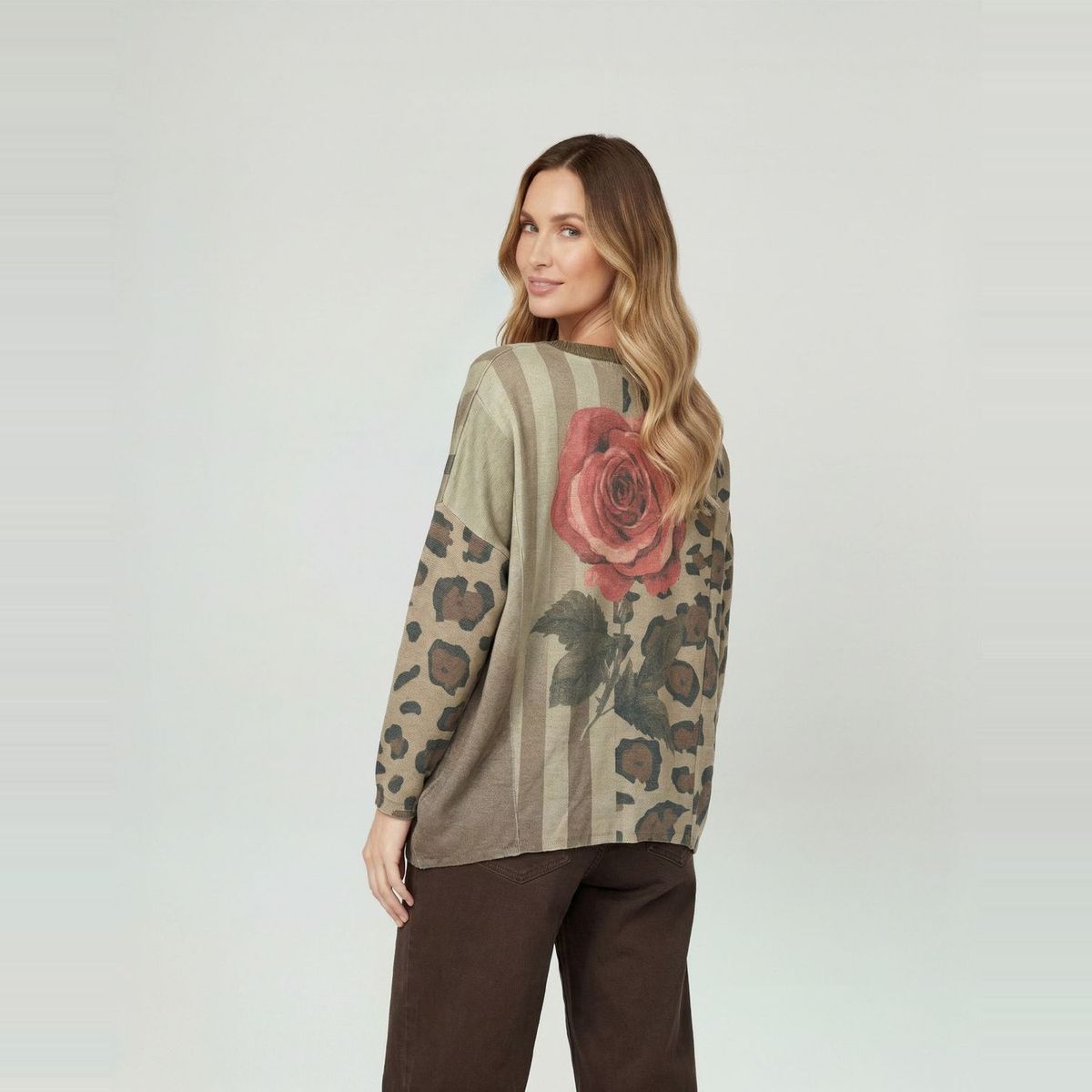 LINEATRE - Sweater Mujer Emma Overside Cuello Redondo Manga Caída Print Lineatre
