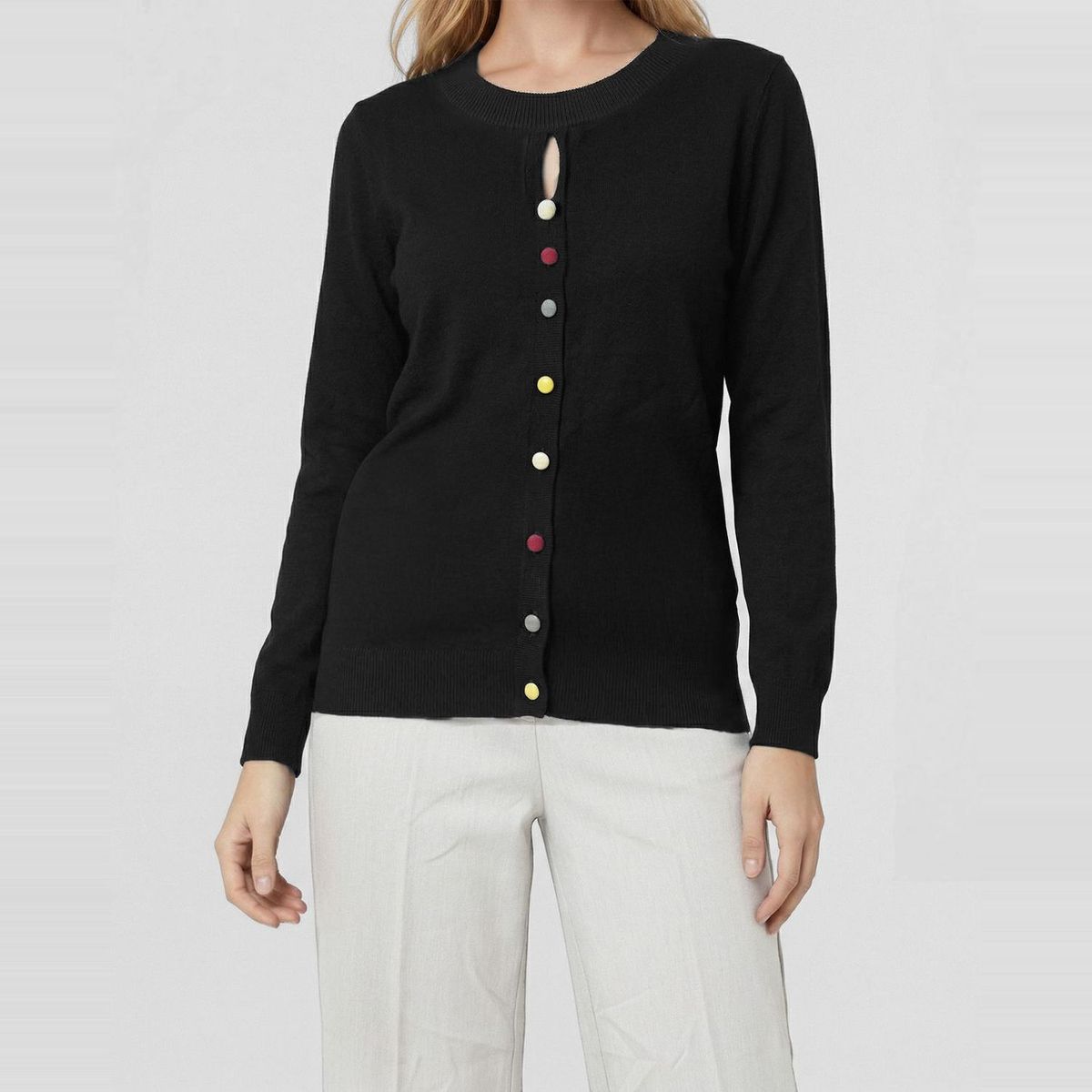 LINEATRE - Sweater Mujer Josefina Regular Cuello Redondo Manga Suelta Negro Lineatre