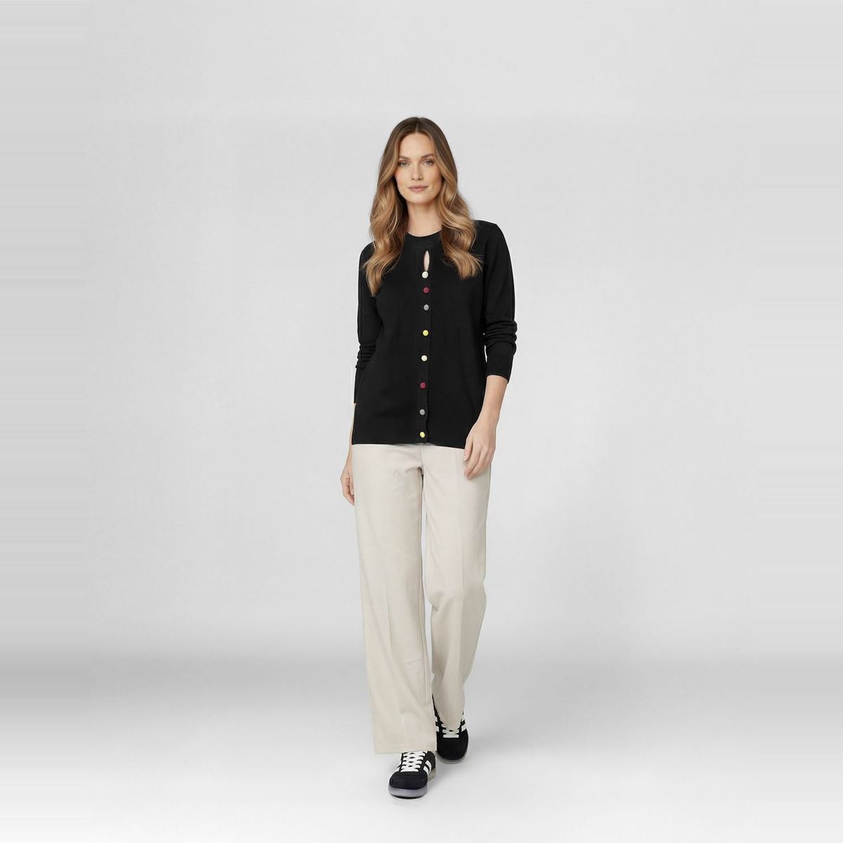 LINEATRE - Sweater Mujer Josefina Regular Cuello Redondo Manga Suelta Negro Lineatre