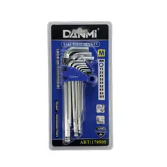 DANMI - Set Juego De Llaves Allen Hexagonal . M . 9 Pzs