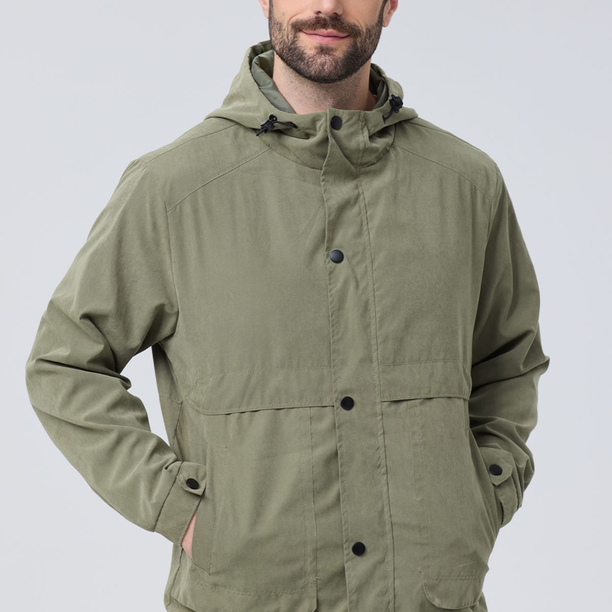 EASTONE - Chaqueta Cortaviento Verde con Capucha para Hombre EASTONE