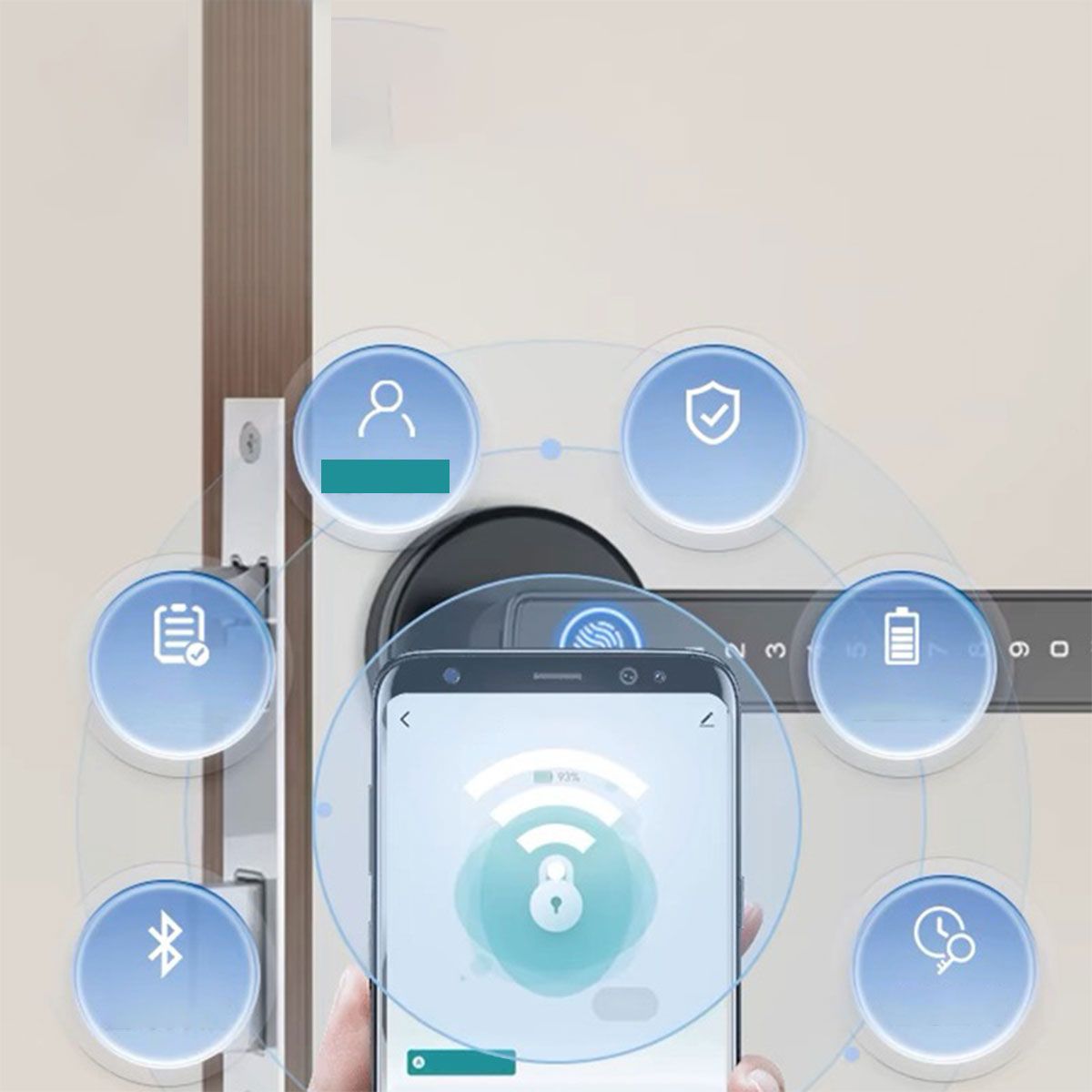 PUREPOWER - Cerradura Inteligente para Puertas,Tuya App,NFC,Huellas Dactilares,Contraseña Digital,Llave Mecánica