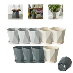 GENERICO - Macetas De Plastico Con Separador De Agua Tricolor 9 Pieces.