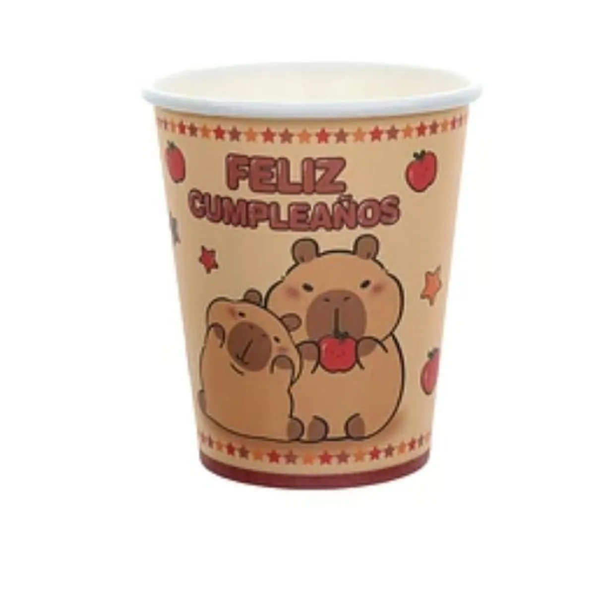 GENERICO - Vasos de cartón Capibara feliz cumpleaños 6pcs 250ml