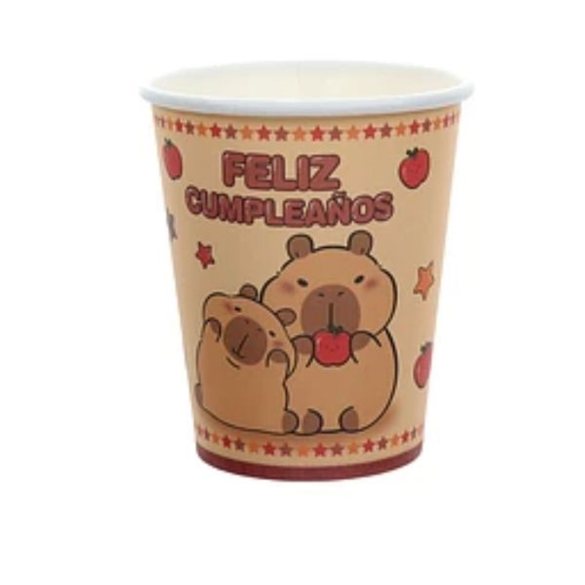 GENERICO - Vasos de cartón Capibara feliz cumpleaños 6pcs 250ml