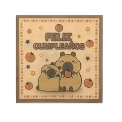 GENERICO - Servilletas de papel Capibara feliz cumpleaños 33x33cm 16pcs