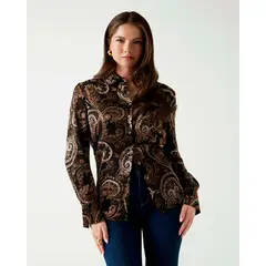 GUESS - Blusa Ls Clarisse Oversize Multicolor