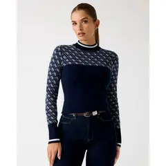 GUESS - Sweater Ls Mock Neck Aubrey 4G Azul