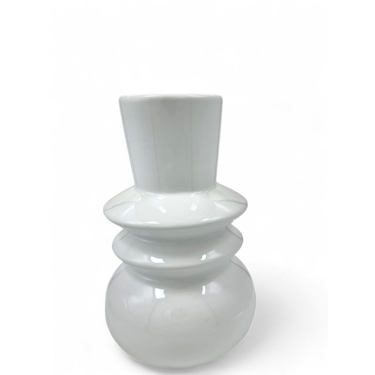 GENERICO - JARRON DECORATIVO DE CRISTAL BLANCO VINTAGE -20 x 7