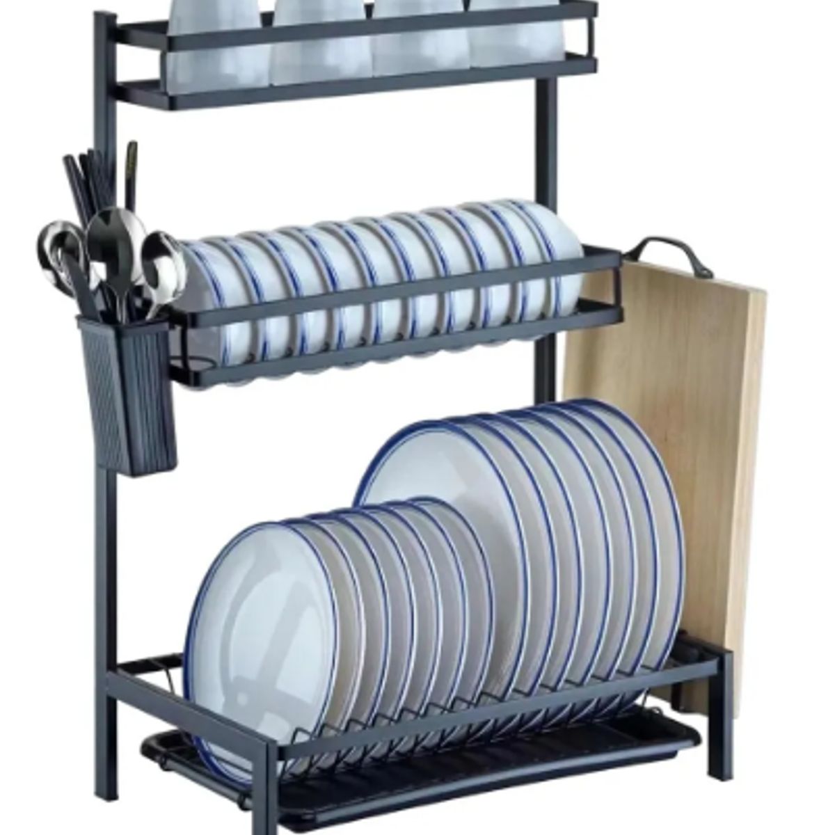 GENERICO - Escurridor Secador De Platos 3 Niveles Seca Platos Mj6014 Negro