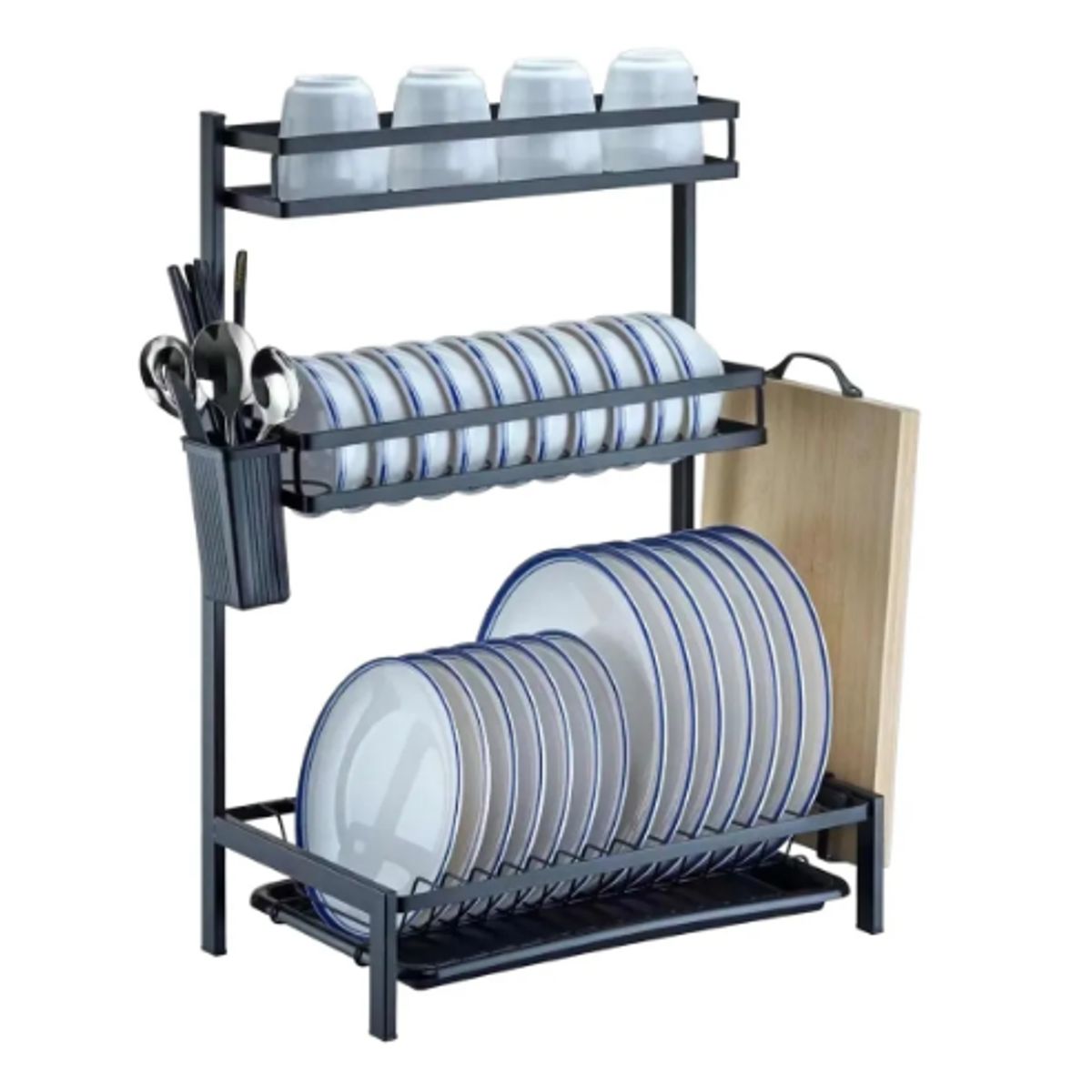 GENERICO - Escurridor Secador De Platos 3 Niveles Seca Platos Mj6014 Negro