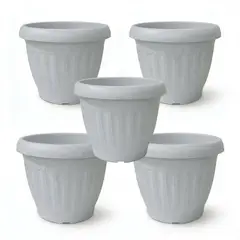 GENERICO - Pack 5 Maceteros Plástico Redondo Mármol 10 cm