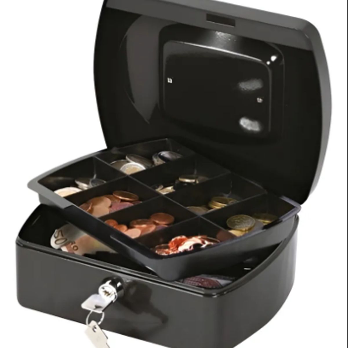 GENERICO - Caja De Efectivo Metálica De Seguridad Portátil Con Llaves Color Negro