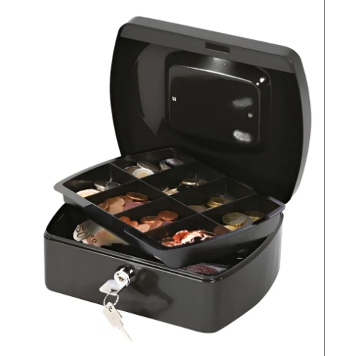 GENERICO - Caja De Efectivo Metálica De Seguridad Portátil Con Llaves Color Negro