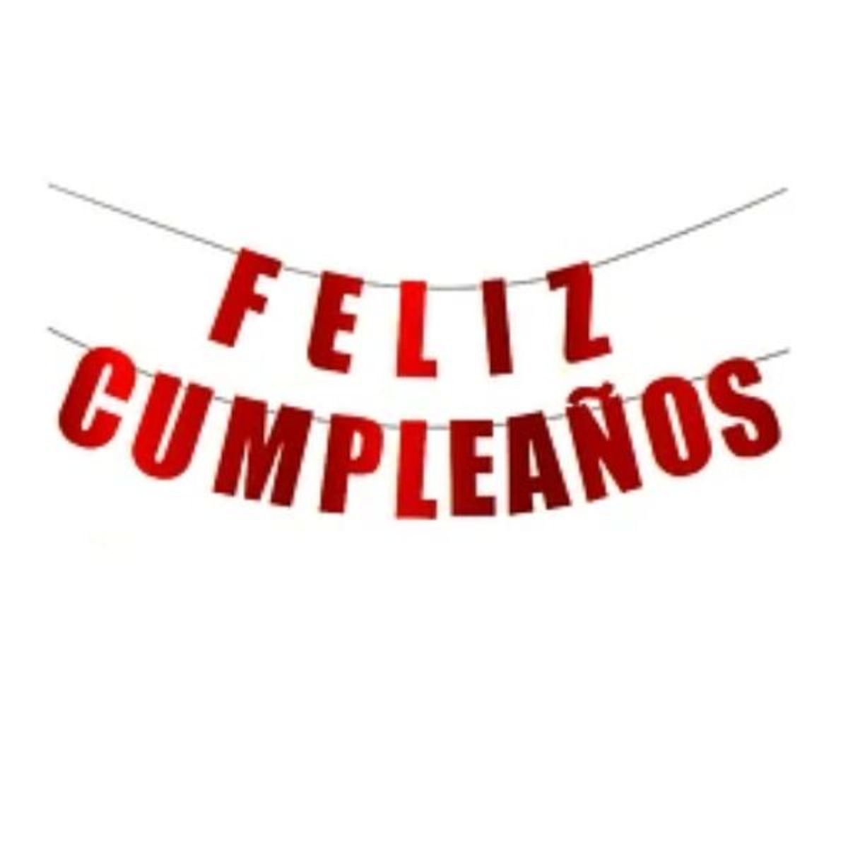 GENERICO - Guirnalda feliz cumpleaños 5m rojo metalizado