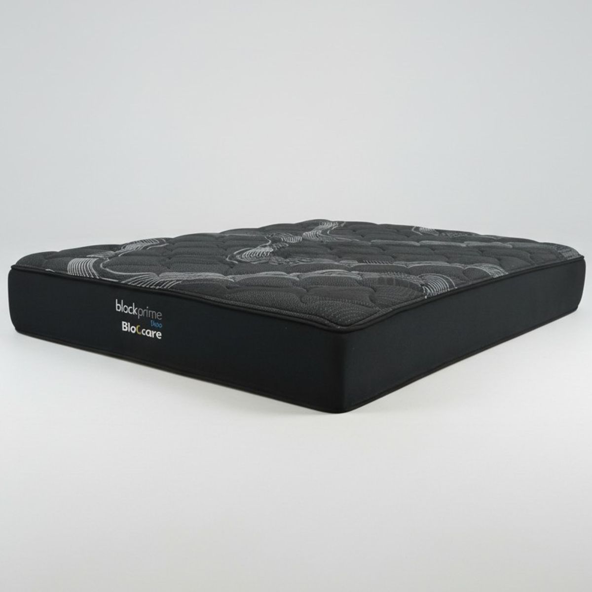 BLOCCARE - Cama 2 Plazas  Box 30 cm - L190 cm  + Colchon Black Prime - Modelo Uno /Con Rueda Logo (Gris)