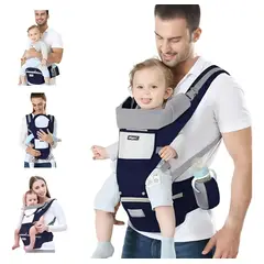 EVERSO - Mochila Portabebés Ergonómica Asiento Multifuncional 6 En 1 Azul