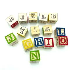 GENERICO - Cubo de Madera con 48 Piezas – Abecedario y Números - Juguete Educativo