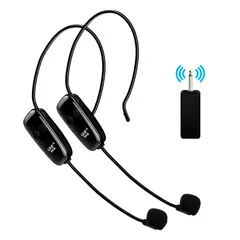 ASIAQUALITY - Micrófono Inalámbrico Tipo Cintillo Uhf 12f Jack 3.5mm