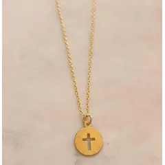 JOYAS VALDES GARCIA - Collar con medalla cruz calada baño oro