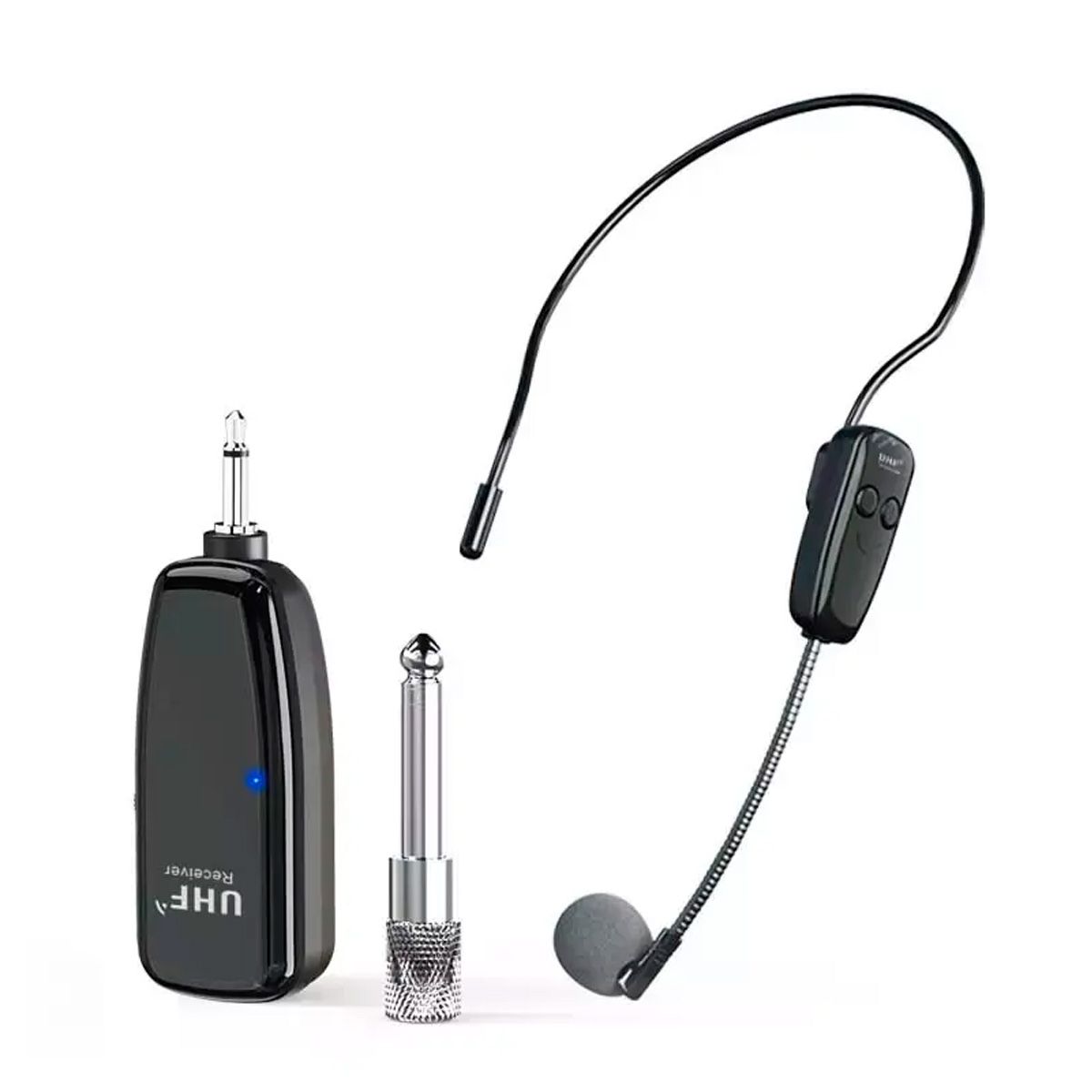 ASIAQUALITY - Micrófono Inalámbrico Tipo Cintillo Uhf 12a  Plug 3.5mm Negro