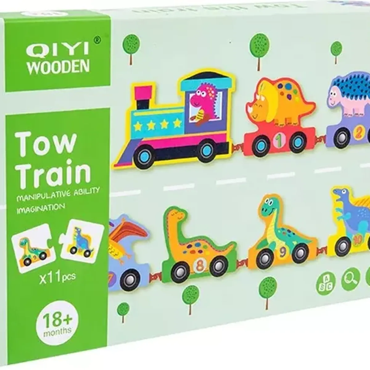 GENERICO - Tren de Dinosaurios de Madera  Juego Didáctico Numérico Infantil