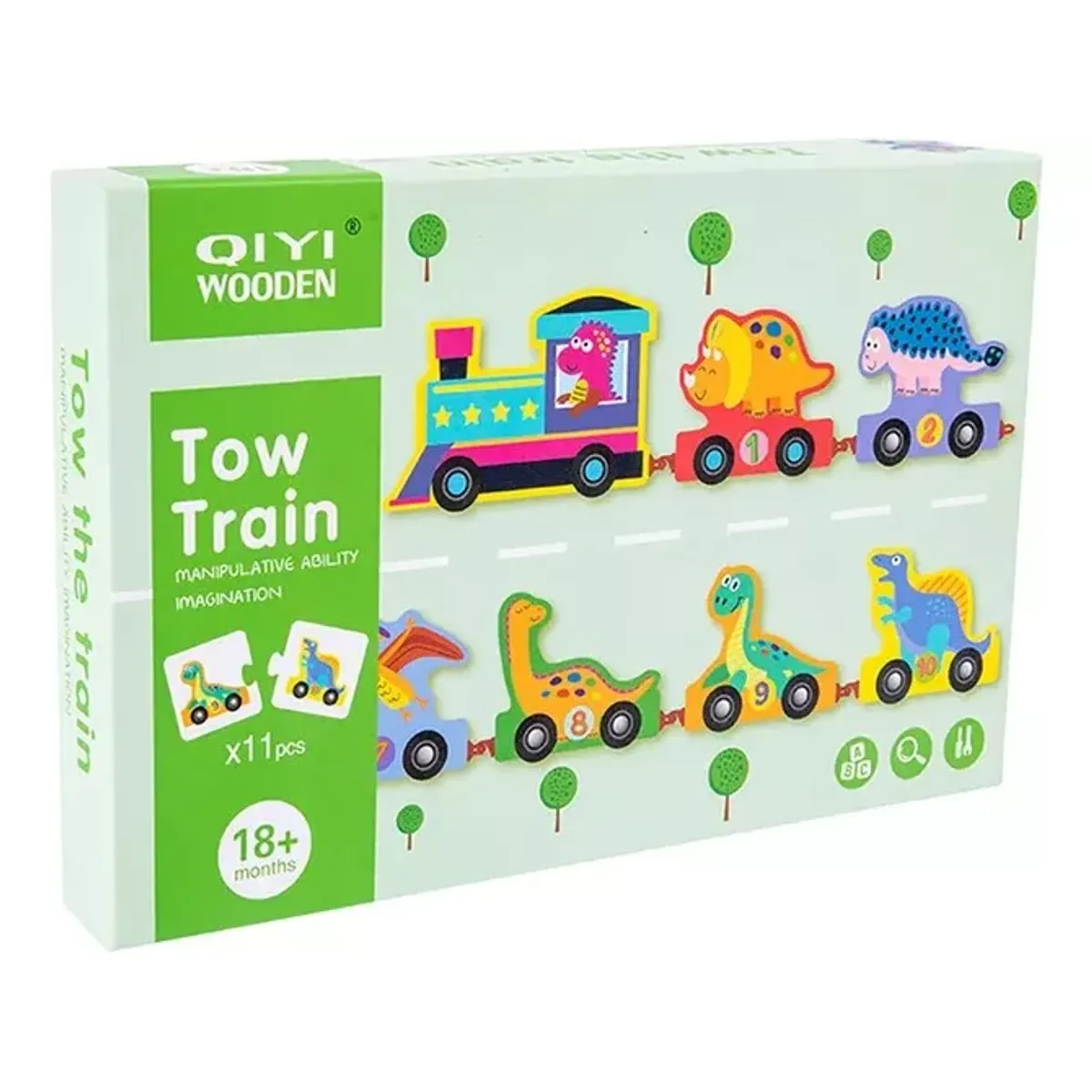 GENERICO - Tren de Dinosaurios de Madera  Juego Didáctico Numérico Infantil
