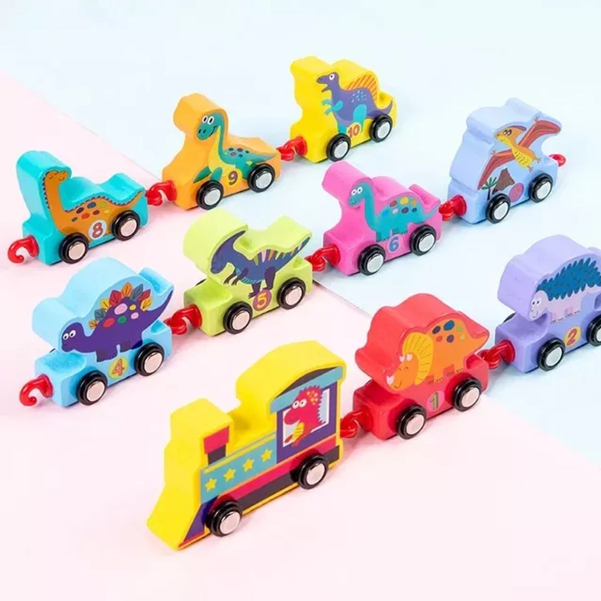 GENERICO - Tren de Dinosaurios de Madera  Juego Didáctico Numérico Infantil