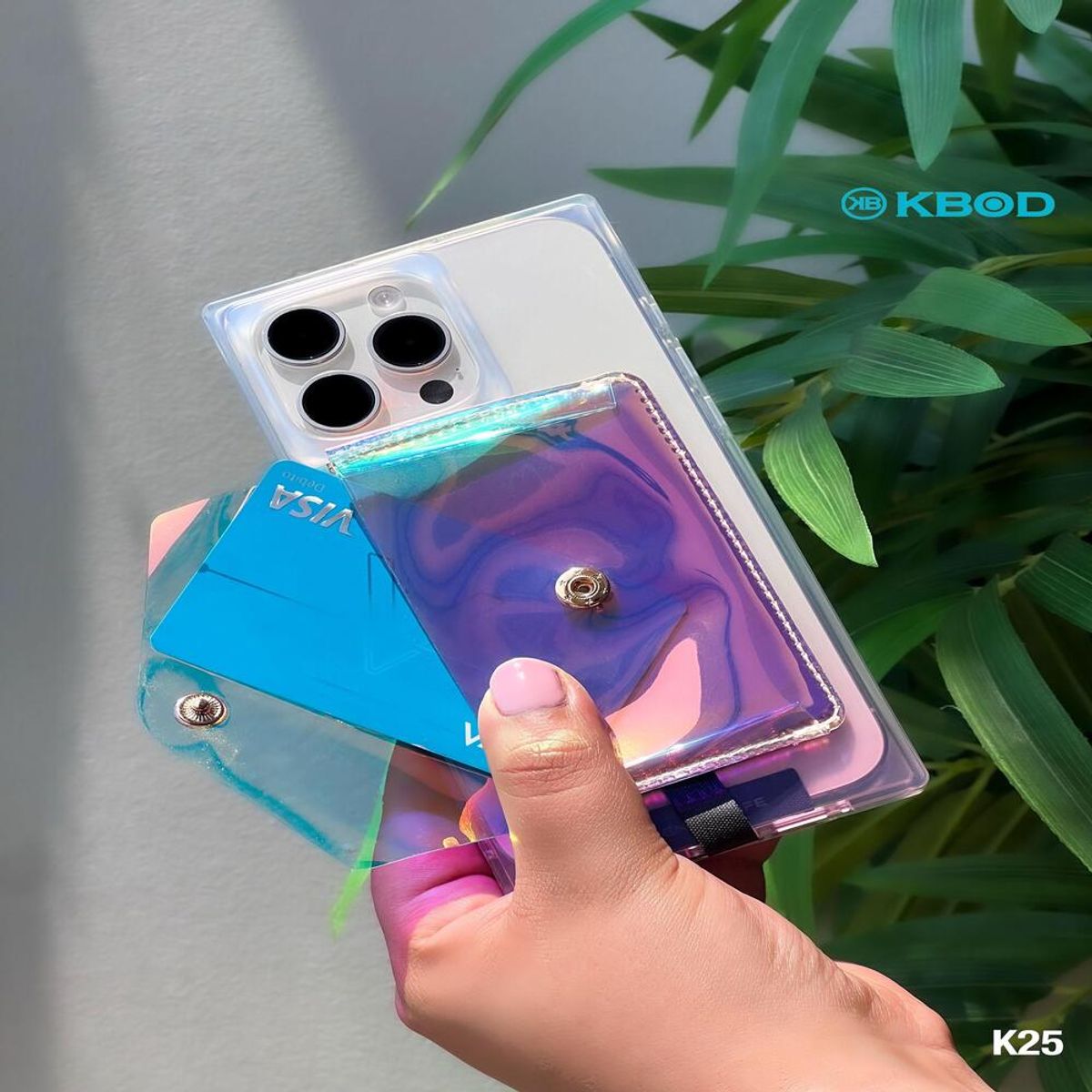 KBOD - Tarjetero Wallet Magnética Para iPhone Con Sujetador Tornasol Kbod K25