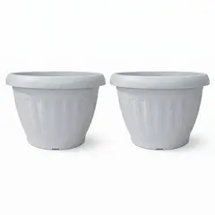 GENERICO - Pack 2 Maceteros Plástico Redondo Mármol 23 cm