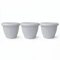 GENERICO - Pack 3 Maceteros Plástico Redondo Mármol 23 cm