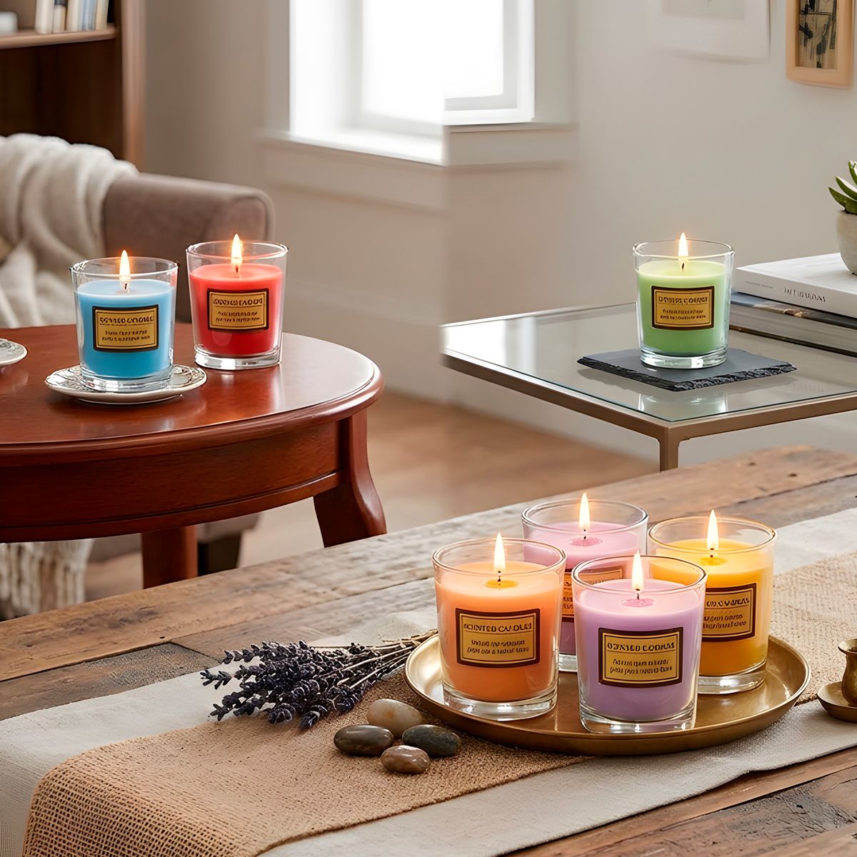 GENERICO - Velas Aromáticas Fragancia Frutal 6u Aceite Esencial Frasco