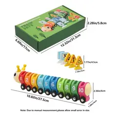 GENERICO - Tren Oruga de Madera Números y Colores Juego Didáctico