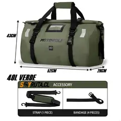 GENERICO - Bolso de moto impermeable 40L Verde PREMIUM