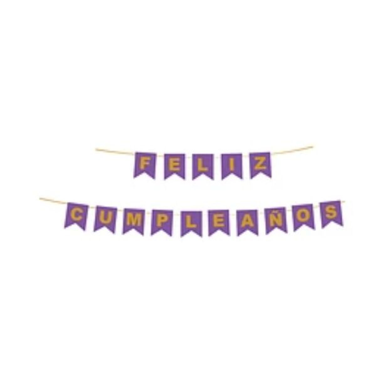 GENERICO - Guirnalda Feliz cumpleaños color morado 3m