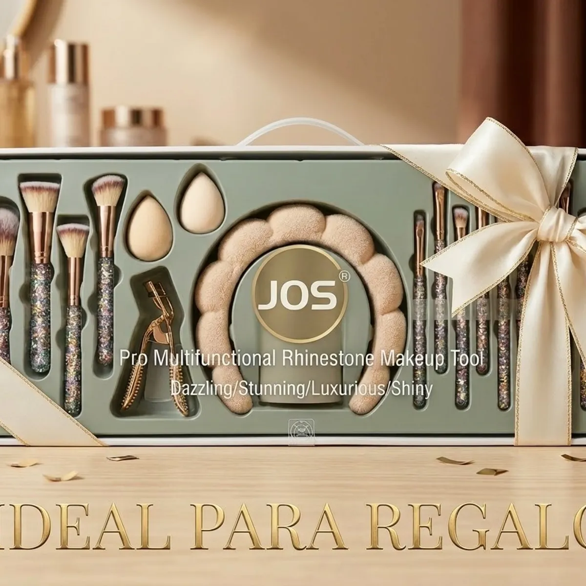 GENERICO - Set Profesional DE Maquillaje Diamond Gold – Kit Makeup Tools Gigante 23 Piezas (71cm) Edición Limitada