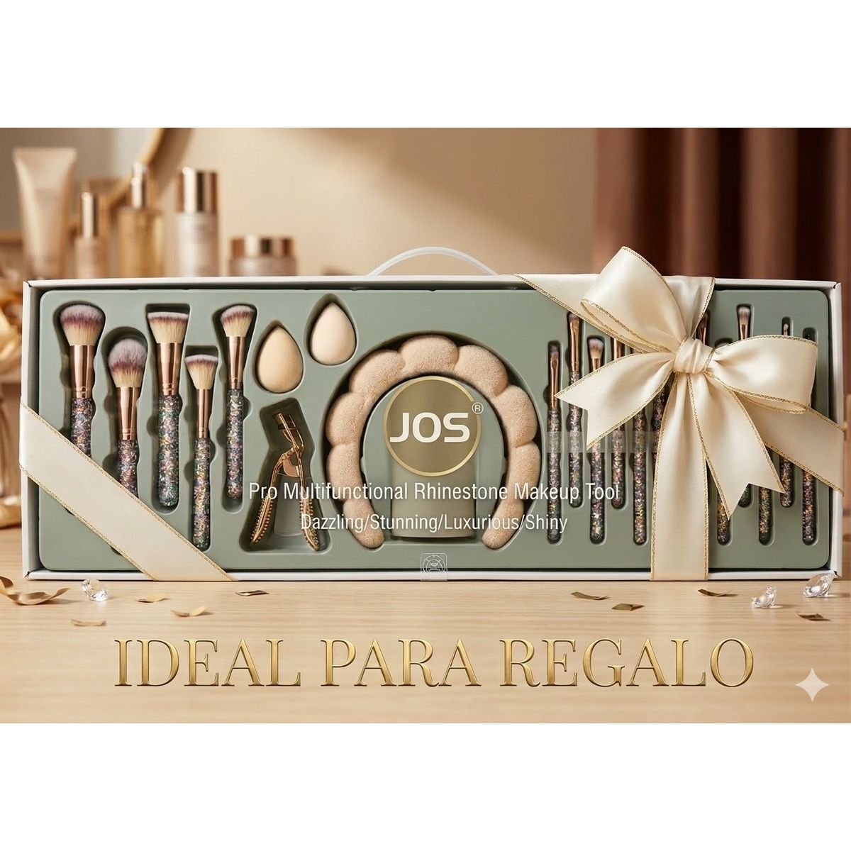 GENERICO - Set Profesional DE Maquillaje Diamond Gold – Kit Makeup Tools Gigante 23 Piezas (71cm) Edición Limitada