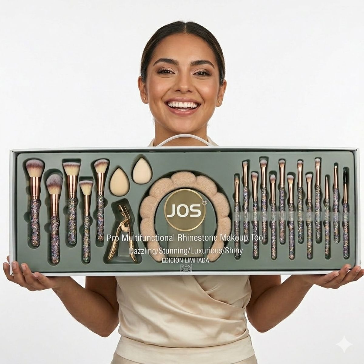 GENERICO - Set Profesional DE Maquillaje Diamond Gold – Kit Makeup Tools Gigante 23 Piezas (71cm) Edición Limitada