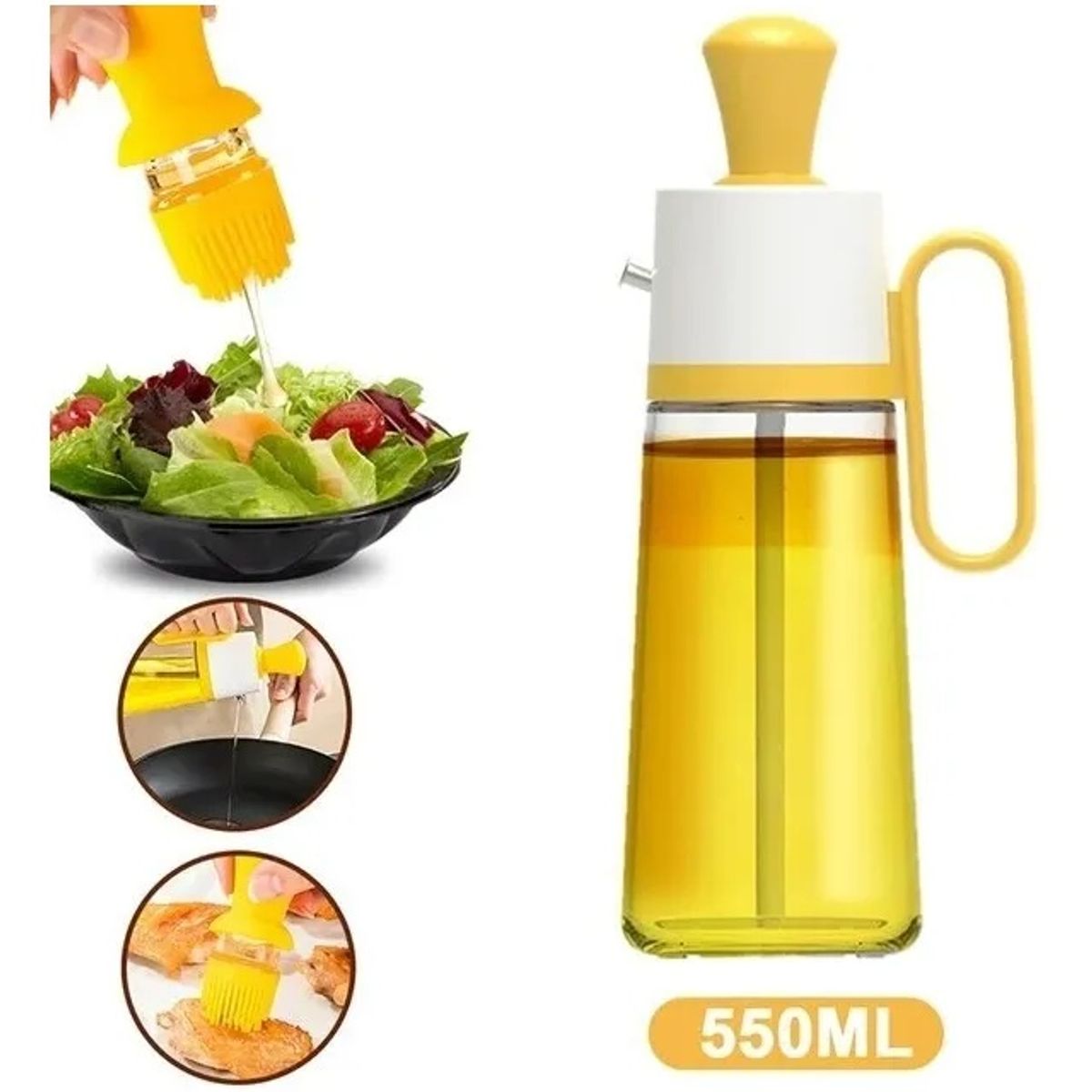 GENERICO - Botella Dispensador Aceite Brocha Silicon Grande Vidrio