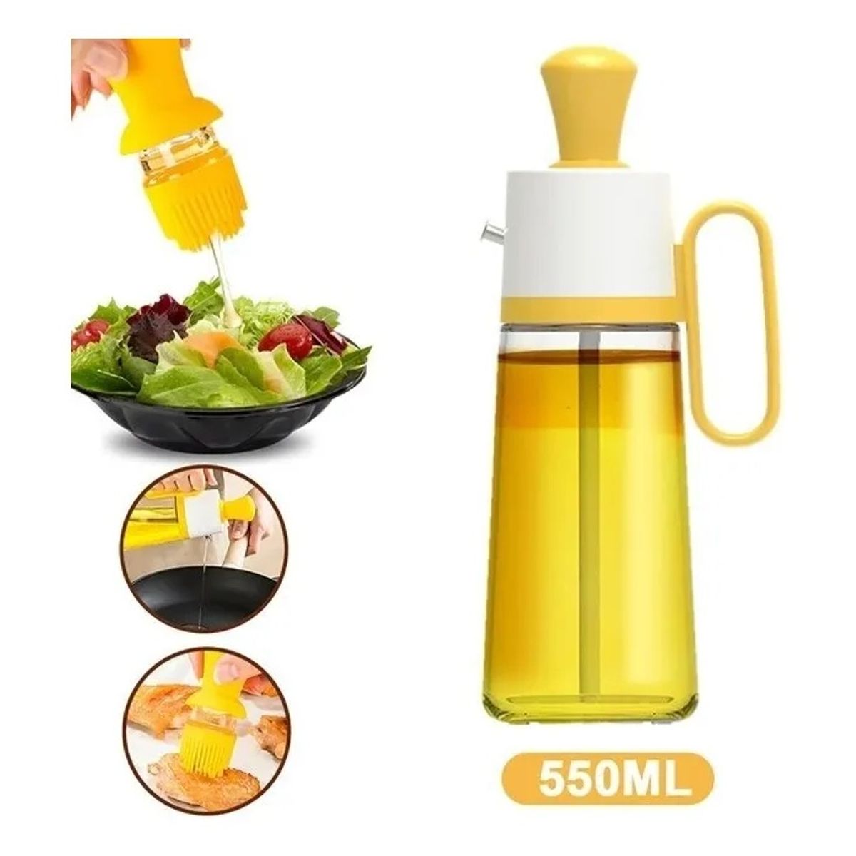 GENERICO - Botella Dispensador Aceite Brocha Silicon Grande Vidrio